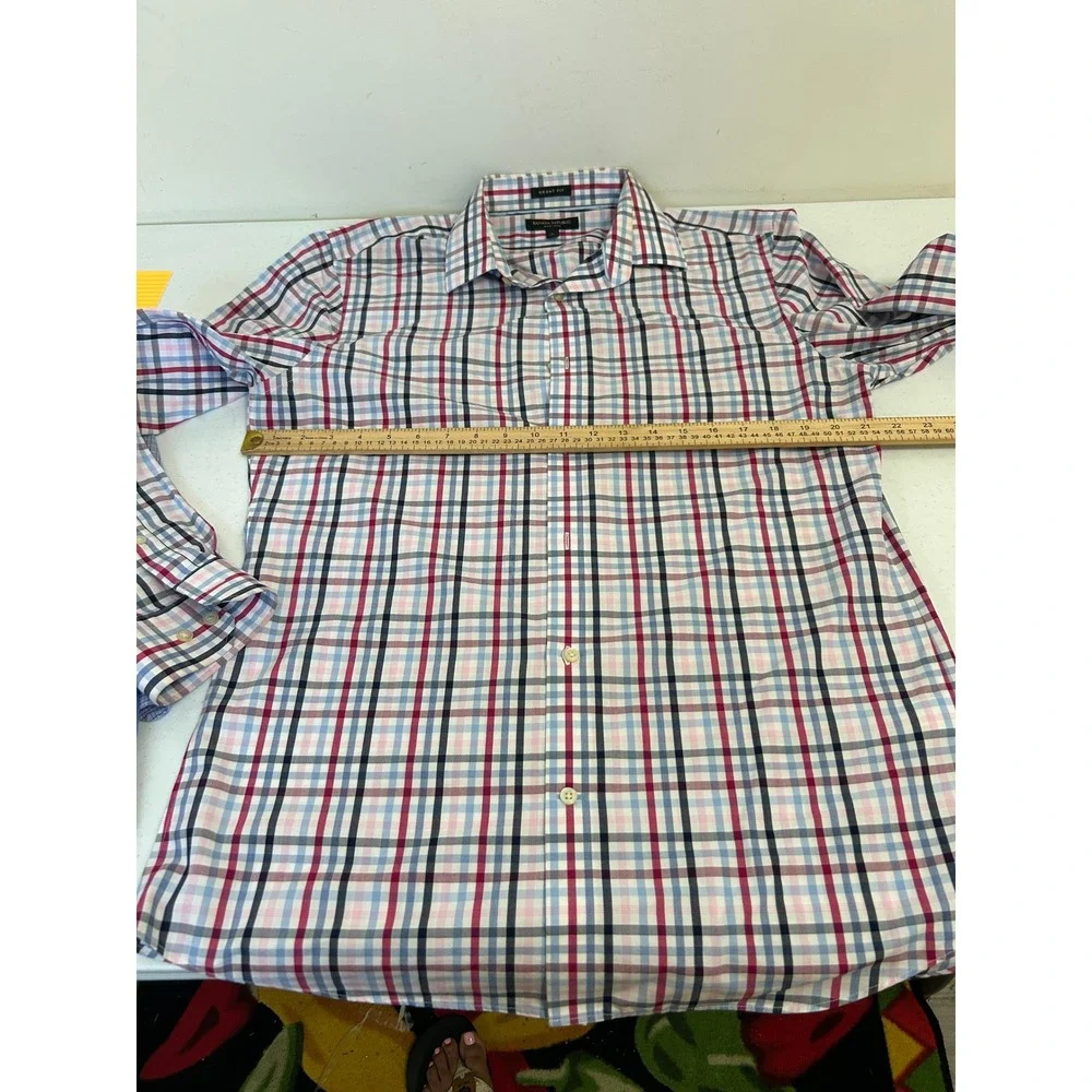 Banana‎ Republic Mens Grant Fit Non-Iron Plaid Button Down Shirt Multi Color L